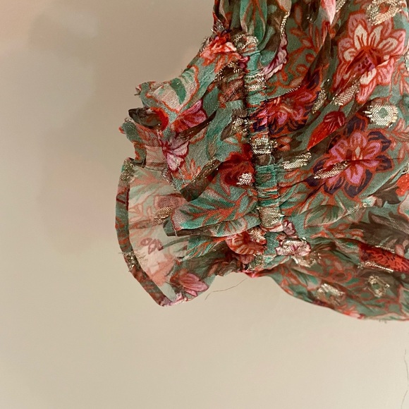 RAMY BROOKE Ryder Floral Blouson Sleeve V Neck Semi Sheer Blouse - Picture 8 of 11